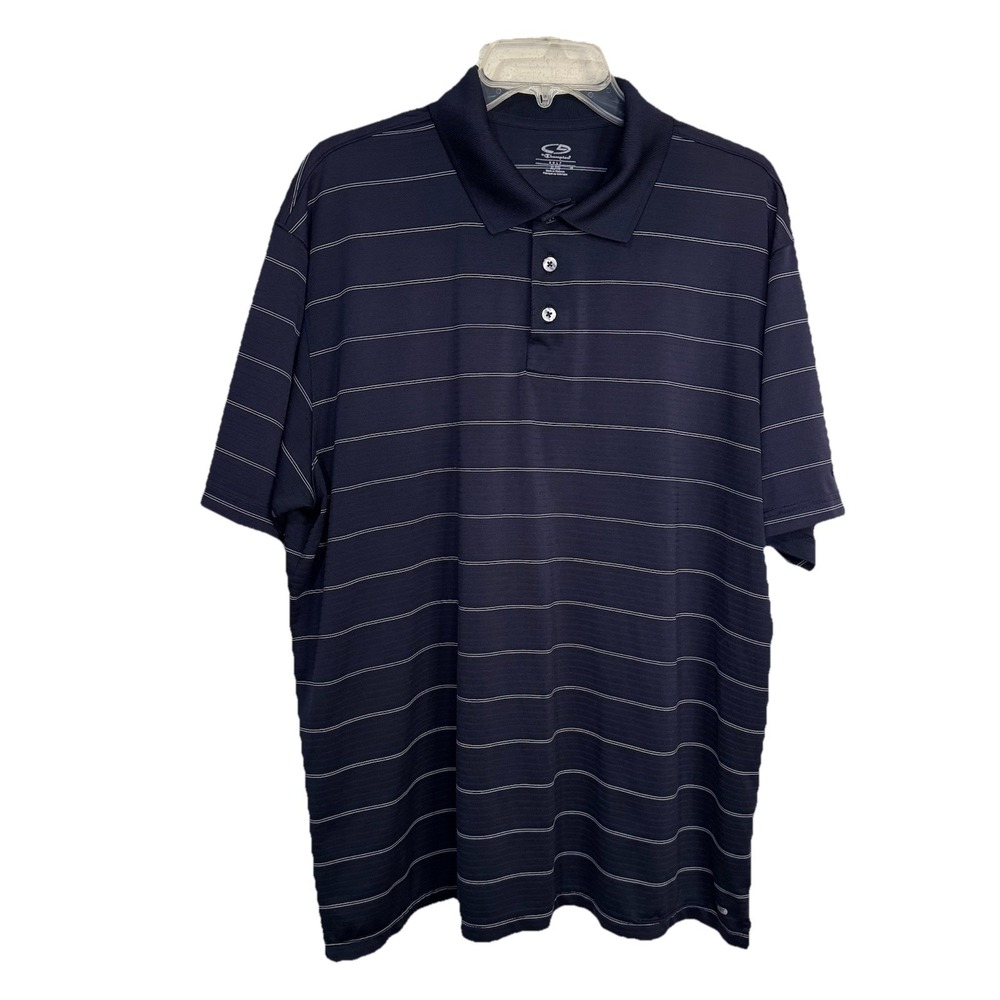 Champion Golf Polo Shirt Men's XL Black & White stripe short sleeve Dri-Fit